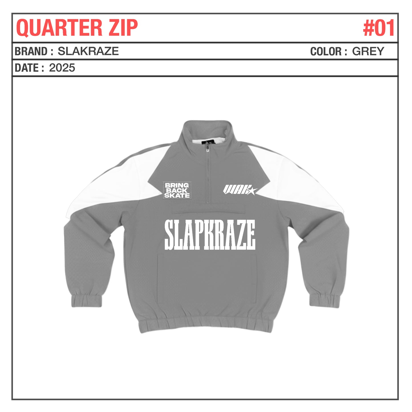 Grey And White Quarter Zip Patchwork Top