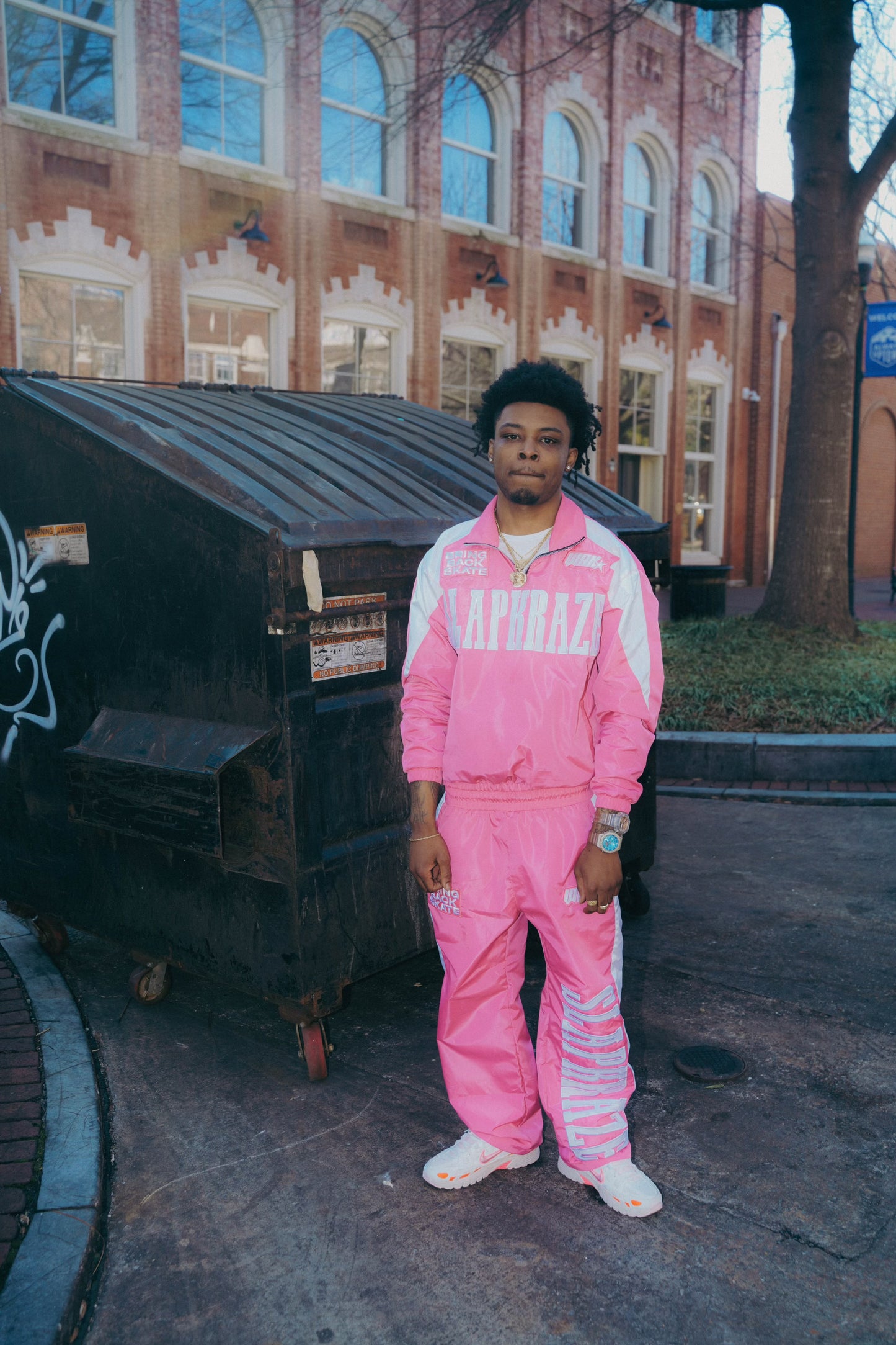 Pink And White Quarter Zip Patchwork Top