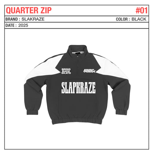 Black And White Quarter Zip Patchwork Top